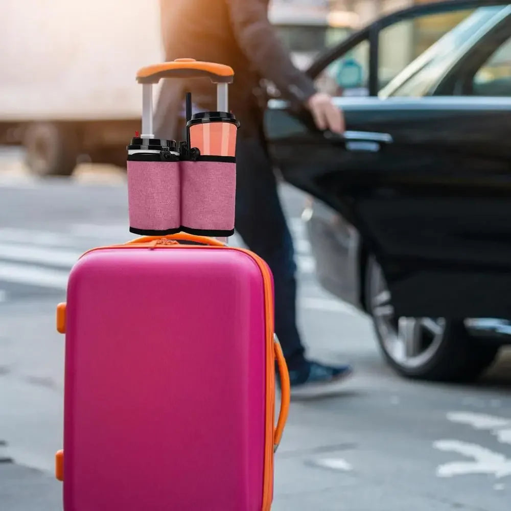 Travel Luggage Cup Holder Durable Free Hand Suitcase Drink Bag Travel Milk Tea Coffee Mugs Holder Fits All Suitcase Handles - Houseware and Pet Store
