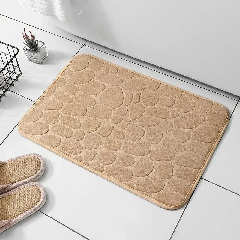 Non-Slip Memory Foam Bathroom Mat Cobblestone - Houseware and Pet Store