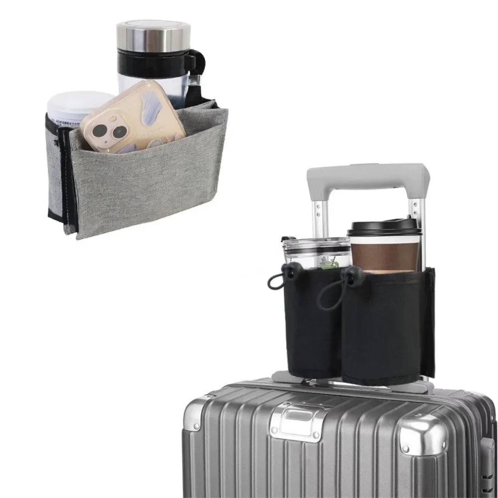 Travel Luggage Cup Holder Durable Free Hand Suitcase Drink Bag Travel Milk Tea Coffee Mugs Holder Fits All Suitcase Handles - Houseware and Pet Store