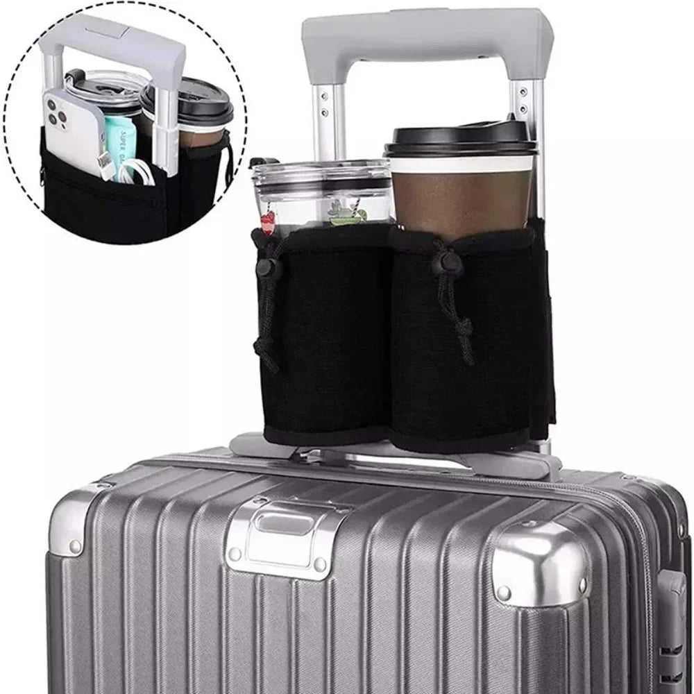 Travel Luggage Cup Holder Durable Free Hand Suitcase Drink Bag Travel Milk Tea Coffee Mugs Holder Fits All Suitcase Handles - Houseware and Pet Store
