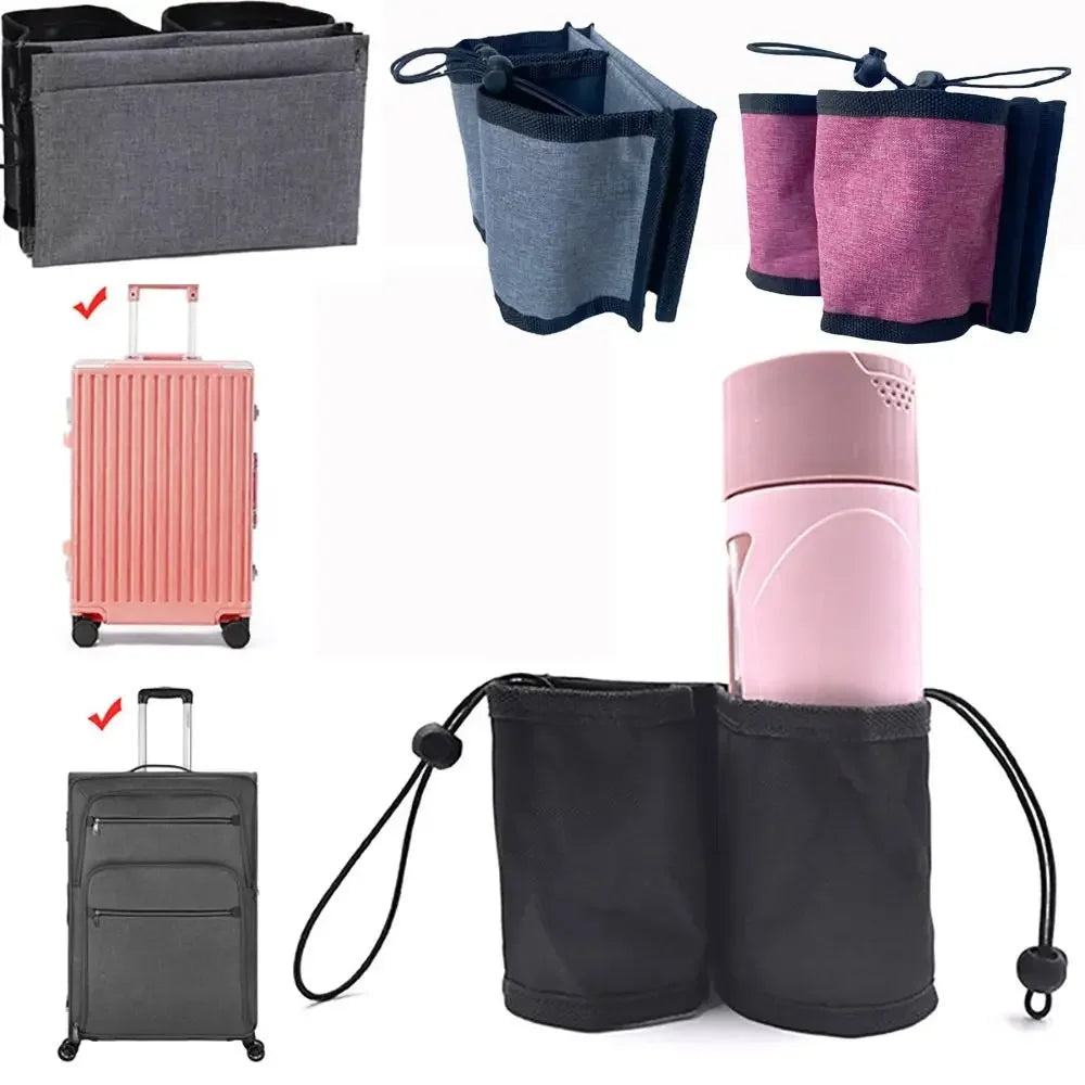 Travel Luggage Cup Holder Durable Free Hand Suitcase Drink Bag Travel Milk Tea Coffee Mugs Holder Fits All Suitcase Handles - Houseware and Pet Store