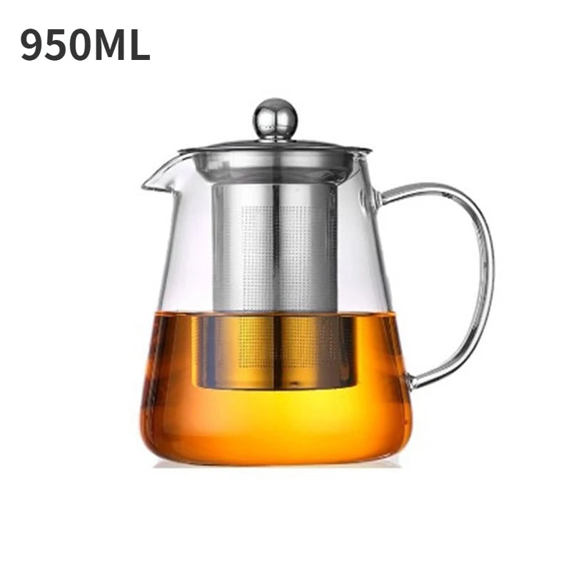 Heat Resistant Glass Teapot Kettle with Stainless Steel Tea Strainer - Houseware and Pet Store