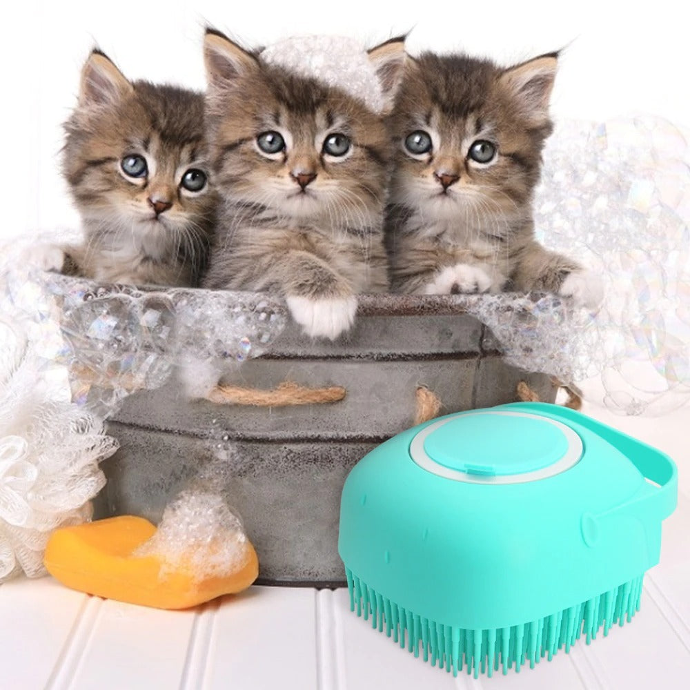 Pet Dog/Cat Shampoo/Bath Massager Soap Dispenser Brush