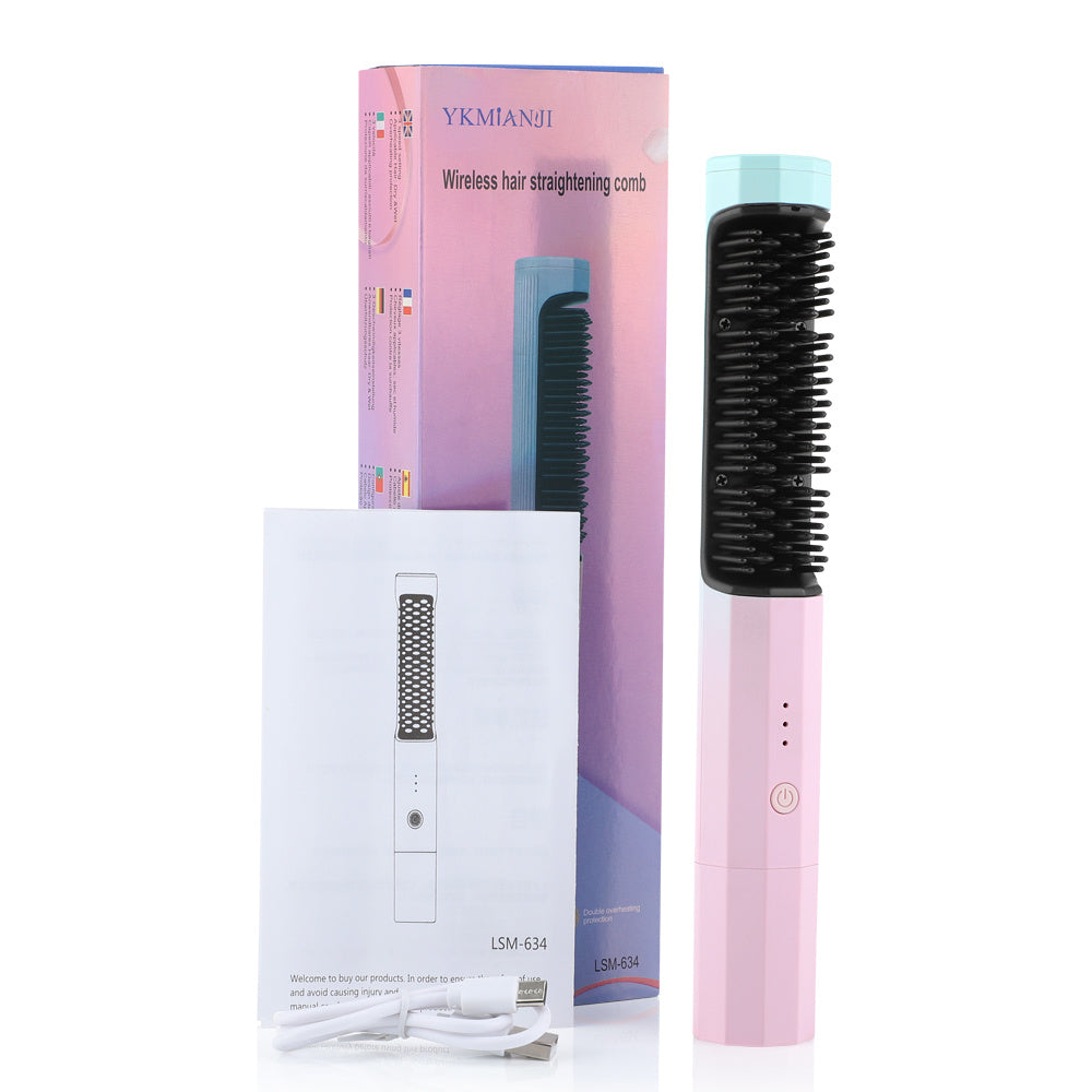 Wireless Portable Hair Straightening Comb with USB Charger