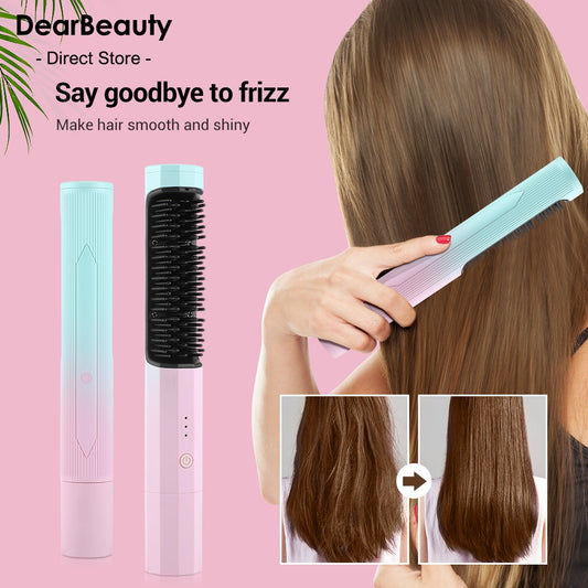 Wireless Portable Hair Straightening Comb with USB Charger