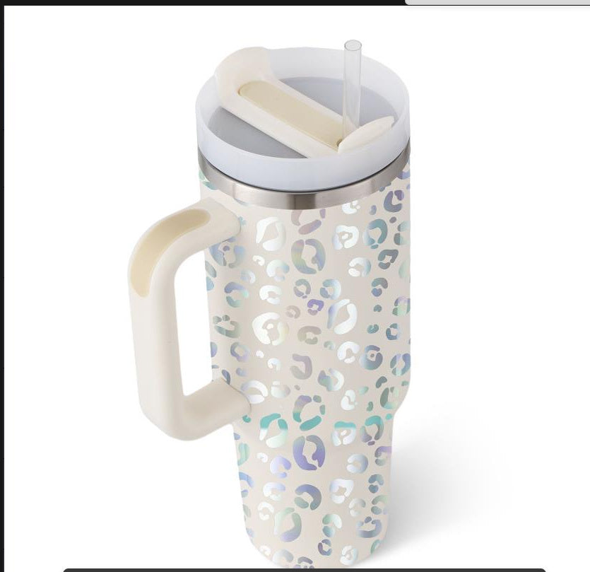 40 Oz Insulated Tumbler with Handle Straw