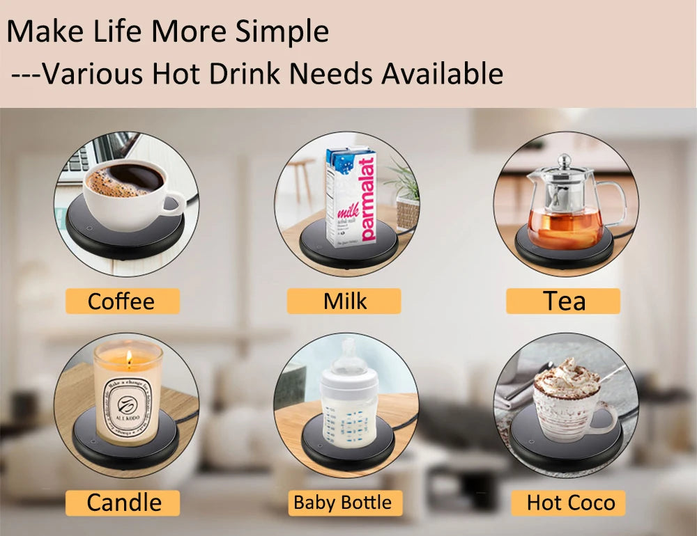 Coffee Cup Heater Mug Warmer USB Heating Pad Electic Milk Tea Water Thermostatic Coasters Cup Warmer For Home Office Desk DC 5V - Houseware and Pet Store