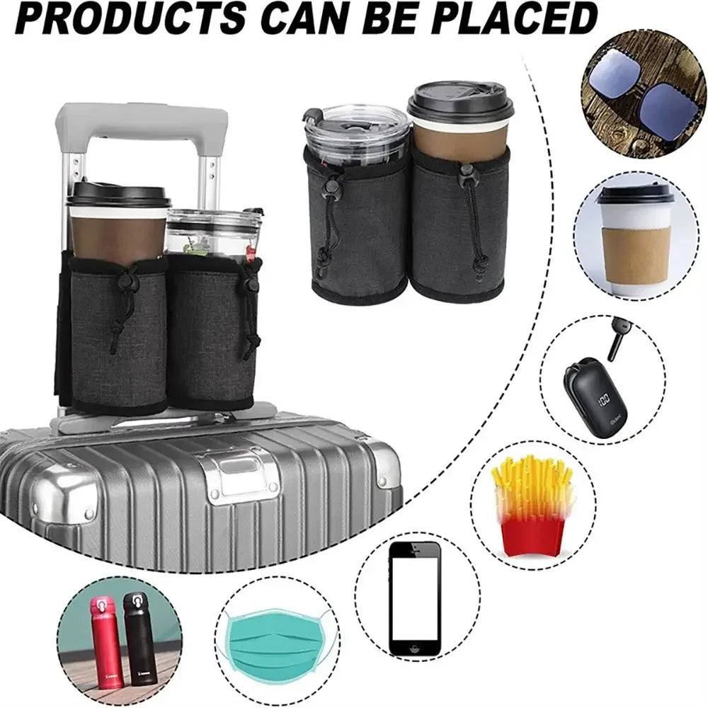 Travel Luggage Cup Holder Durable Free Hand Suitcase Drink Bag Travel Milk Tea Coffee Mugs Holder Fits All Suitcase Handles - Houseware and Pet Store