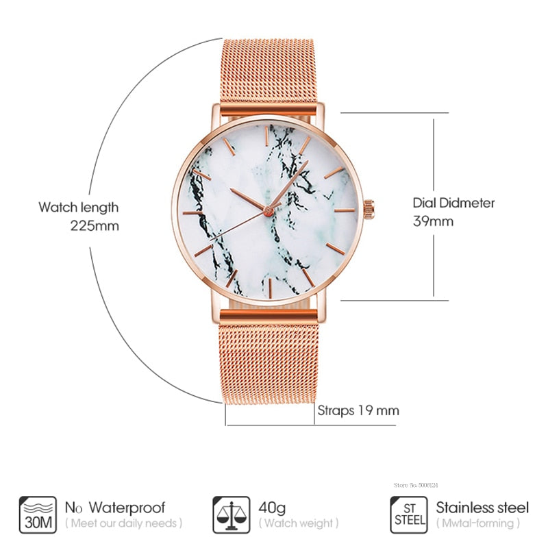 Fashion Rose Gold Mesh Band Quartz Watch