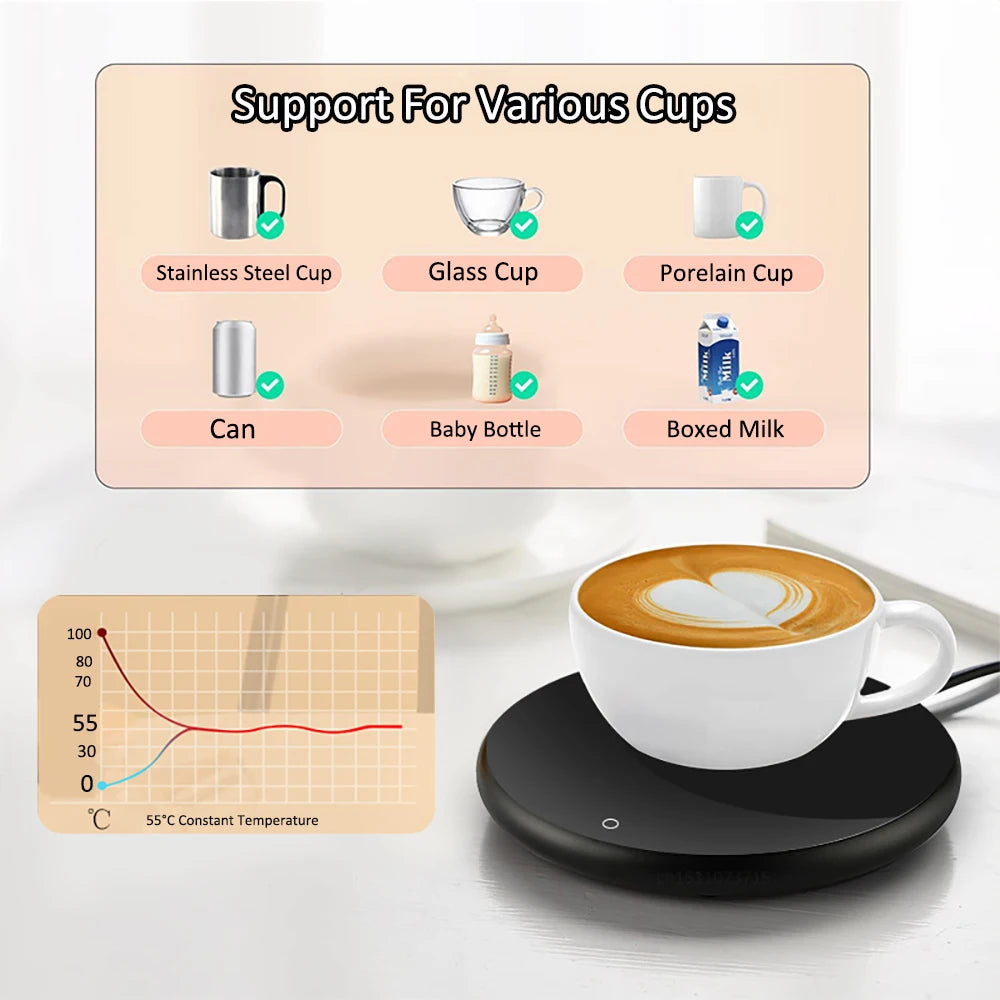 Coffee Cup Heater Mug Warmer USB Heating Pad Electic Milk Tea Water Thermostatic Coasters Cup Warmer For Home Office Desk DC 5V - Houseware and Pet Store