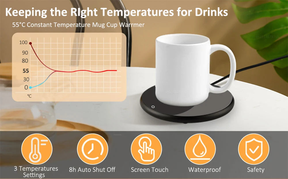 Coffee Cup Heater Mug Warmer USB Heating Pad Electic Milk Tea Water Thermostatic Coasters Cup Warmer For Home Office Desk DC 5V - Houseware and Pet Store