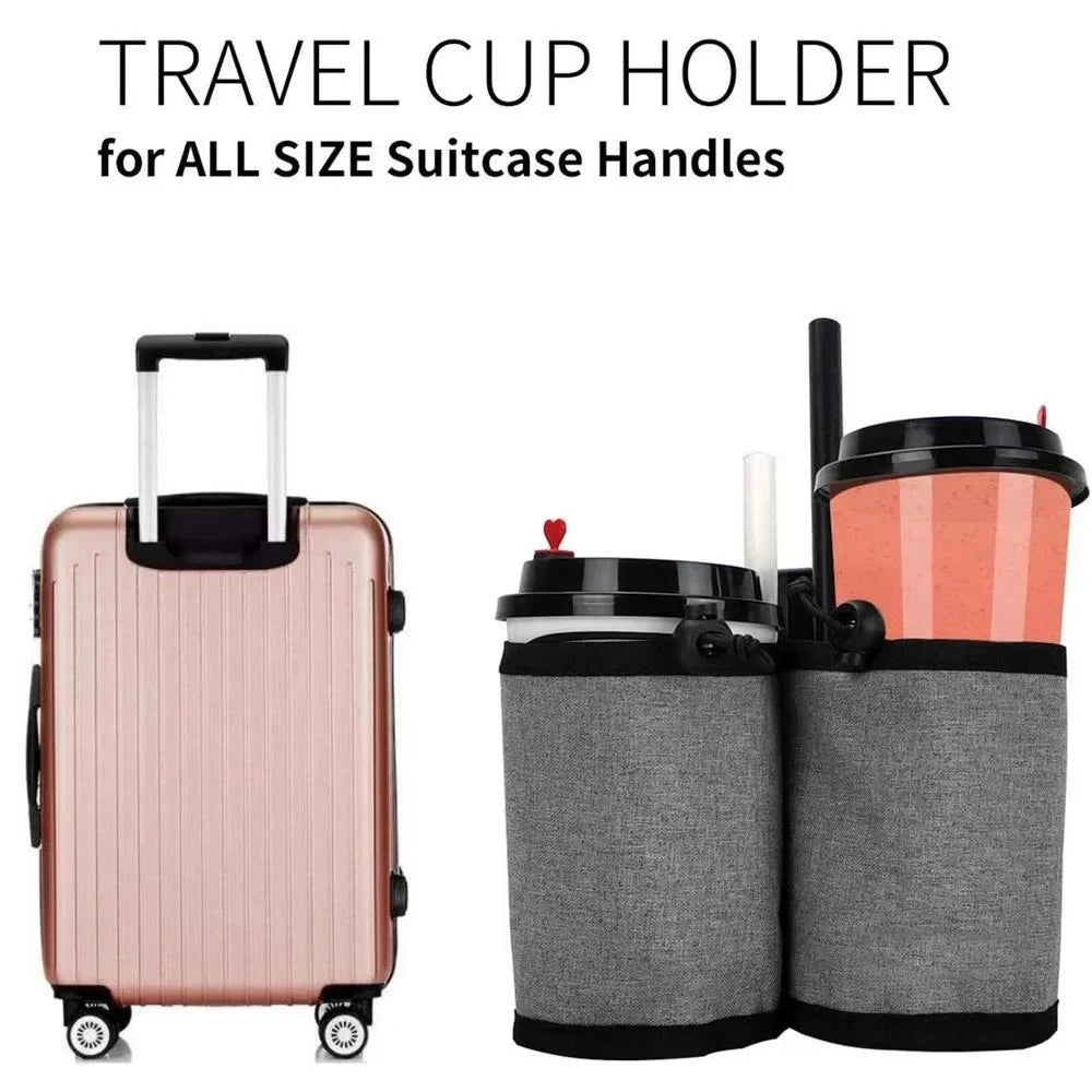 Travel Luggage Cup Holder Durable Free Hand Suitcase Drink Bag Travel Milk Tea Coffee Mugs Holder Fits All Suitcase Handles - Houseware and Pet Store