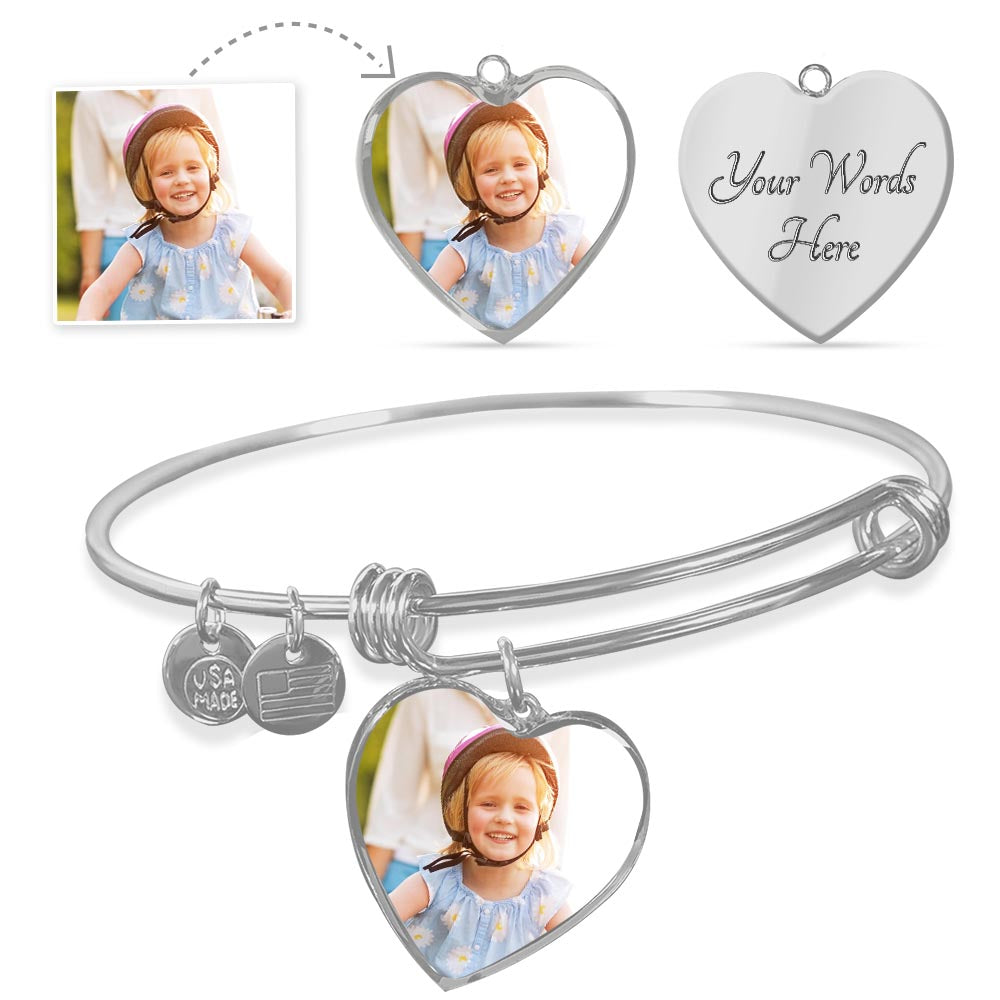 Bangle/bracelet with Luxury Heart with Photo insert - Houseware and Pet Store