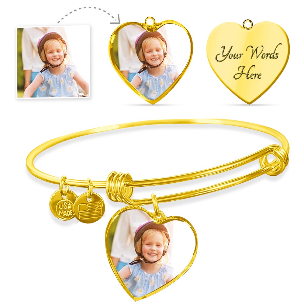 Bangle/bracelet with Luxury Heart with Photo insert - Houseware and Pet Store