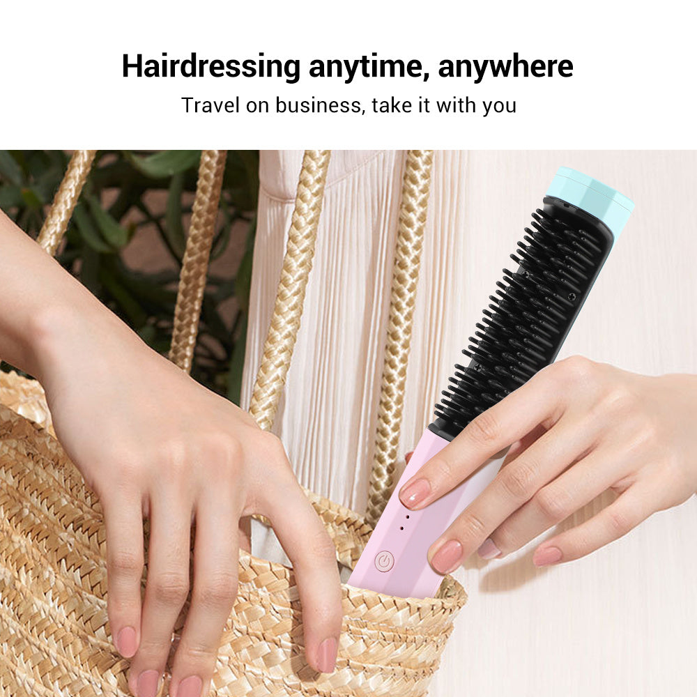 Wireless Portable Hair Straightening Comb with USB Charger