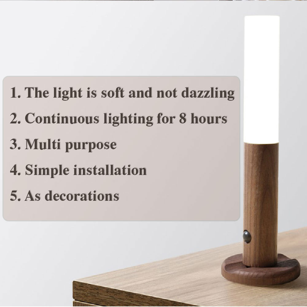 Detachable Wireless Motion Sensor LED USB Magnetic Wood Multipurpose Wall Lamp