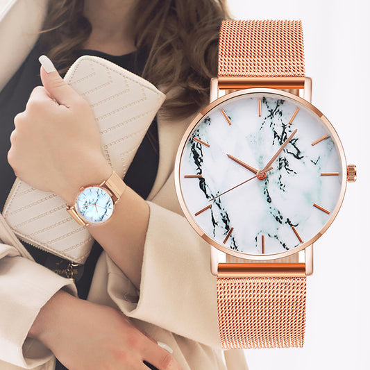 Fashion Rose Gold Mesh Band Quartz Watch